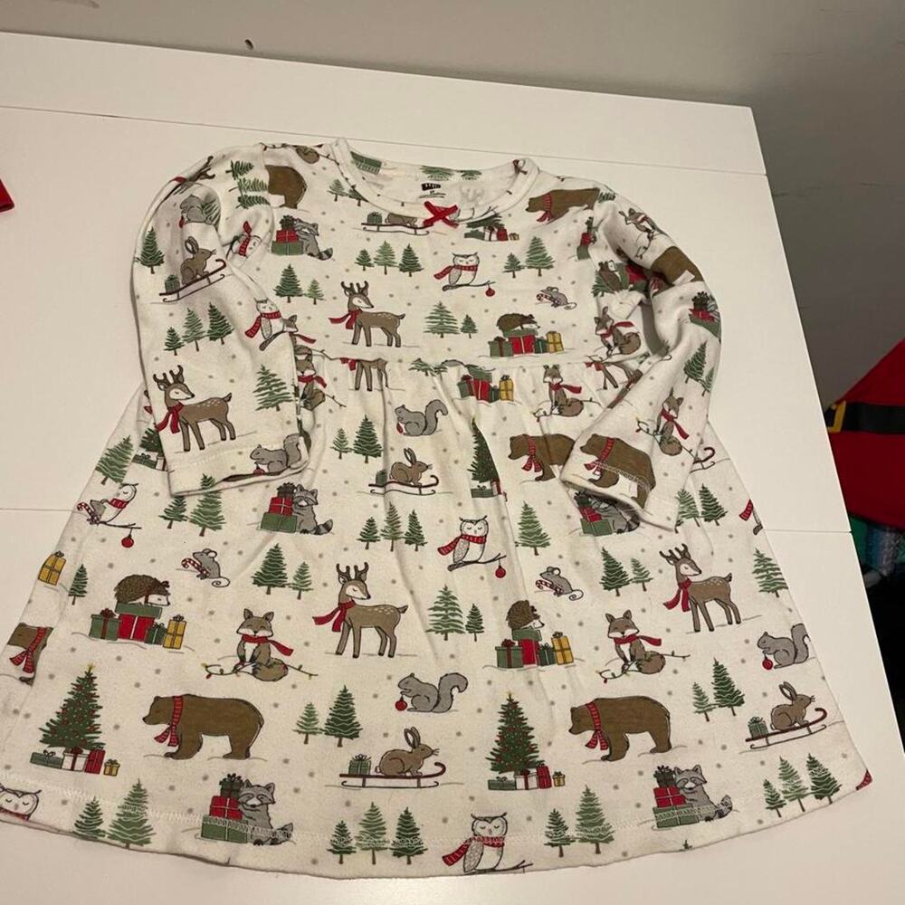 Hudson Baby Brand Girl's size 3T Holiday Woodland Animal Print Dress